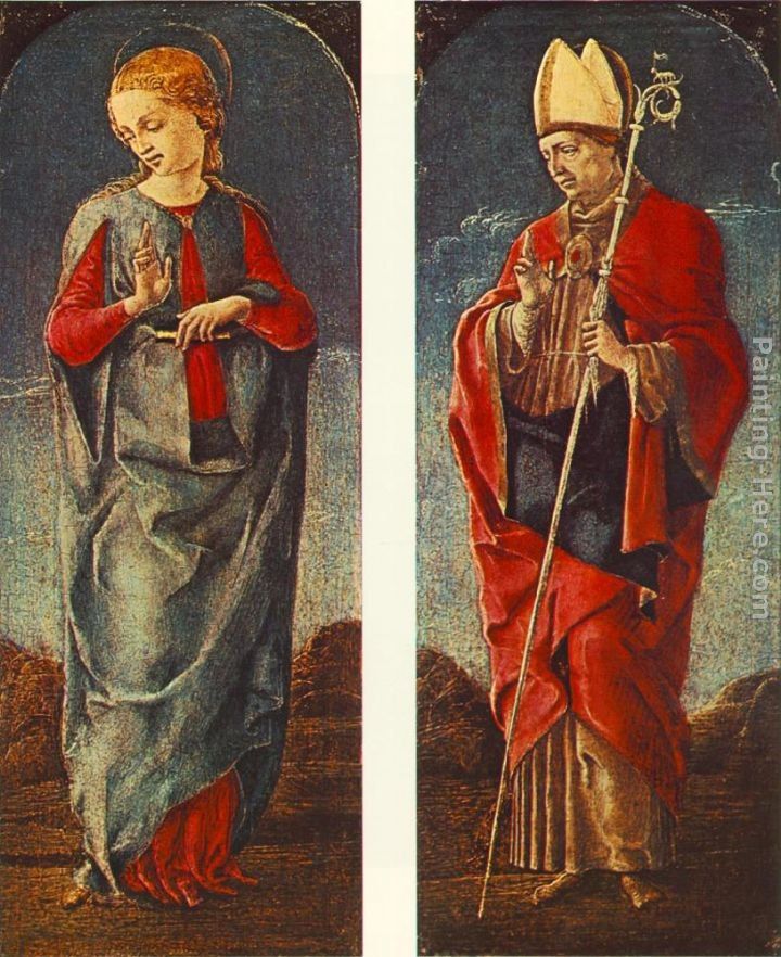 Cosme Tura Virgin Announced and St Maurelio (panels of a polyptych)